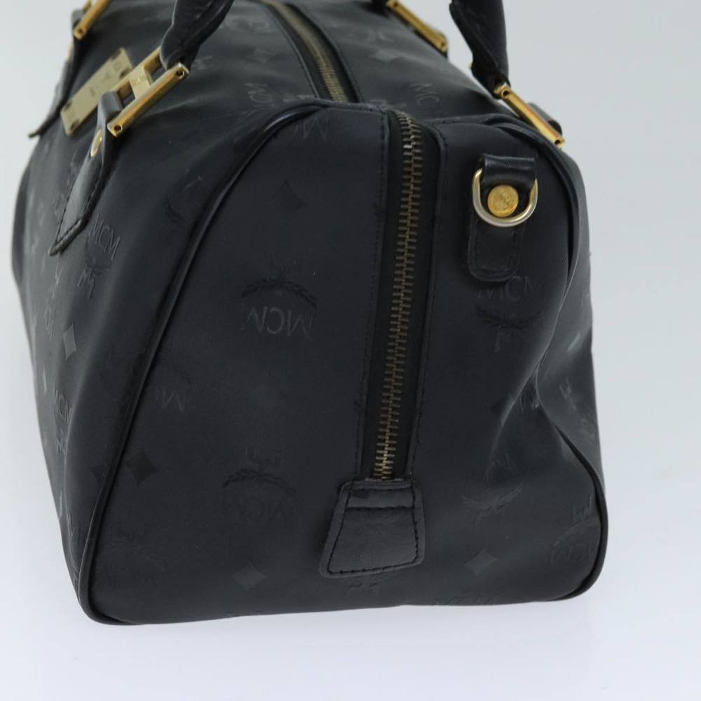 MCM Vicetos Logogram Boston Bag Coated Canvas Black Auth tb1091 - Picture 3 of 16